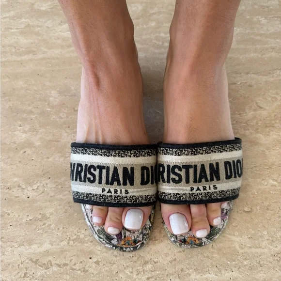 Dior Women's Floral Mules - Black and Multicolor - Picture 7 of 7